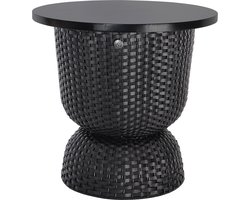 Handed By Twist Diabolo Bijzettafel – Opbergtafel met Opbergmand en Houten Deksel zwart - black