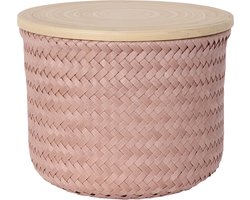 Handed By Wonder high S - Opbergmand rond met deksel- koper roze