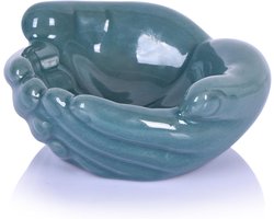 Handen kom schotel sculptuur, handen geven snoephouder voor vetplanten plantenbak, kristallen rotshouder, kantoor, sleutels kom voor ingang tafel (blauw)
