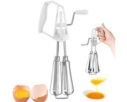 Handgarde - Slagroomklopper - Eierklopper - Mixer - Garde - Bakbenodigdheden - Klassieke roestvrijstalen handmixer - Keukengereedschap - Keukengerei - Slagroomklopper - Bakmixer - Handmatige eiwitklopper - Wit - Geschikt voor de keuken
