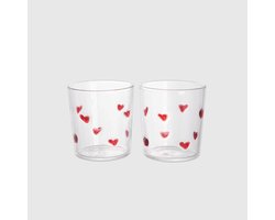 Handgeblazen glazen Hearts | Set van 2 | Cadeauverpakking | And Nook | Borosilicaatglas | 25 cl | 250 ml