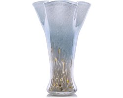 Handgeblazen Glazen Vaas - Blauw Wit - 9.0" - Home Decor - Bloem Vaas - Centerpieces - Boekenplank Eettafel - Indoor Office - Desktop Vergaderzaal - Badkamer