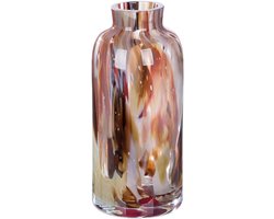 Handgeblazen Glazen Vaas Kleurrijk 22 cm - Decoratieve Bloemenvase Woondecoratie