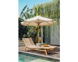 Handgeknoopte parasol rond - flower - créme - 250 cm