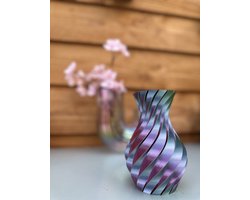 Handgemaakt 3D-geprint vaasje - LIMITED EDITION - Moderne bloemenvaas - Kleurrijk design vaasje - Spiraalvaas Twisted vase Golfvaas - Decoratief en unieke cadeau