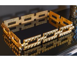 Handgemaakt dienblad VARIATION 40cm zwart goud metaal aluminium glas - 44880