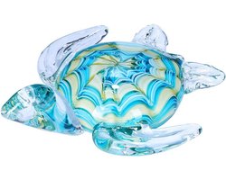 Handgemaakt Glazen Zee Schildpad Beeldje - Uniek Glas Sculptuur als Woondecoratie en Cadeau