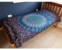 Handgemaakt katoenen wandkleed / sprei - Klassieke Mandala - Wanddoek - Wandkleed - Bedsprei - 130x200cm