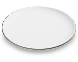 Handgemaakt Keramiek Dinerbord Ø25cm met Grijze Rand - Authentiek Oostenrijks Servies