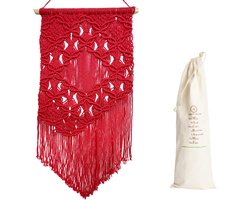 Handgemaakt macramé hangend wandkleed - handgeweven, boho-chic, Bohemian wanddecoratie voor woonkamer, wooncultuur rood