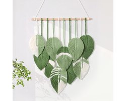 Handgemaakt Macramé Wandtapijt Blad Veer - Boho Woondecoratie voor Woonkamer & Slaapkamer