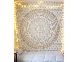 Handgemaakt Mandala Wandtapijt - Boho Muurdecoratie, Bedsprei of Strandlaken - Indiaas Textiel met Gradiëntkleuren