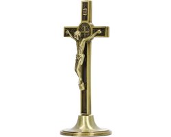 Handgemaakt Metalen Kruisbeeld met Verwijderbare Standaard - Decoratief Religieus Geschenk