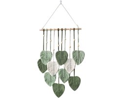 Handgemaakt wandtapijt met boho- en chic-stijl voor woningdecoratie met geweven veer en bladmotief - geschikt voor woonkamer, slaapkamer, bruiloft en als geschenk