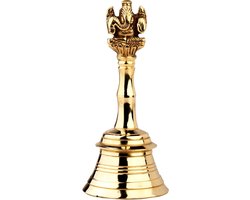 Handgemaakte Bel - Ganesha Klok - Sfeer Creëren - Zuiver Messing - 13 cm Hoog - Goud