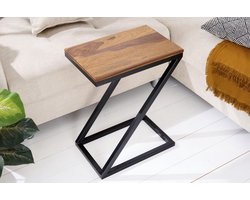 Handgemaakte bijzettafel BUTLER 30cm Sheesham metalen salontafel met steenafwerking Z-Design - 42538