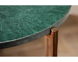 Handgemaakte bijzettafel NOBLE I 35cm groen marmer afneembaar tafelblad rond - 40366