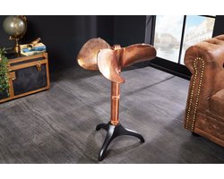 Handgemaakte bijzettafel OCEAN 75cm koper zwart glazen blad rond metaal maritiem - 42726
