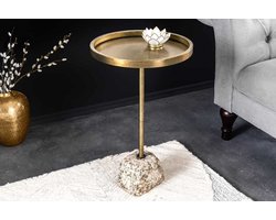 Handgemaakte Bijzettafel TRAYFUL 60cm Antiek Messing Natuurlijk IJzeren Marmeren Voet - 44847