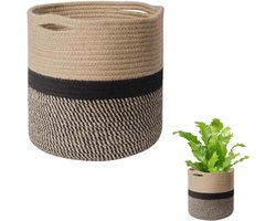 Handgemaakte Bloempot van 20 cm, Katoenen Plantentas voor Binnen en Buiten, Decoratieve Bloempotten in Boho Stijl, Ideaal voor Planten en Tuinaccessoires