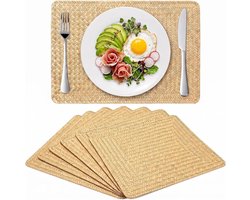 Handgemaakte Boho Onderzetters van Zeegras, 6 Stuks, 45 x 30 cm, Rectangular, Voor Tafel, Isolatie en Decoratie