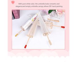 Handgemaakte Chinese papieren parasol - Decoratieve papieren parasol met houten handvat - Foto-rekwisiet / cosplay / bruiloftsdecoratie - 30 cm - Wit