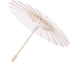 Handgemaakte Chinese Papieren Parasol met Houten Handvat voor Foto-rekwisiet Cosplay Kostuums Bruiloftsdecoratie (30 cm) - Wit Klein