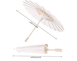 Handgemaakte Chinese Papieren Parasol met Houten Handvat voor Fotoprops, Cosplay en Bruiloftdecoratie - 30 cm, Wit, Klein, Decoratief en Uniek