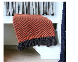 Handgemaakte Deken Plaid Oranje Zwart 180x130cm
