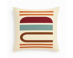 Handgemaakte Egyptische Wol Kussenhoes 40x40 cm – Modern Geometrisch Design met Rits – Meerkleurig