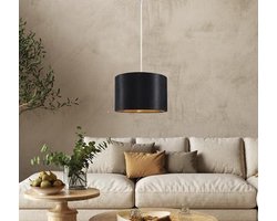 Handgemaakte fluwelen lampenkap - 30 cm - Zwart met gouden voering - Voor staande lampen en hanglampen