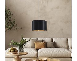 Handgemaakte fluwelen lampenkap voor elegant interieur - 30 cm - Zwart met gouden voering - Geschikt voor staande lampen en hanglampen