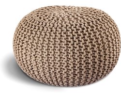 Handgemaakte Gebreide Pouf - Zitten, Voetenbank of Decoratie - Ø 45 cm of Ø 55 cm | Stevige Grote Strik Wollook