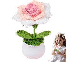 Handgemaakte Gehaakte Bloem - Garen Roos Stoffen Bloem - Woonkamer Decoratie - Unieke Persoonlijkheid