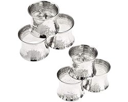 Handgemaakte gehamerde servetringen set van 6 voor diner, feest, dagelijks gebruik, eettafeldecoratie zilver