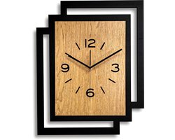 Handgemaakte Grote Houten Wandklok – Modern Minimalistisch Design, Rechthoekig Verticaal, Leesbare Cijfers, Geruisloos, Zonder Tikkend Geluid – Voor Woonkamer, Slaapkamer, Keuken – Unieke Wanddecoratie, Industrieel Design & Stil Uurwerk,zwart en hout