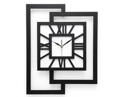 Handgemaakte Grote Houten Wandklok – Modern Minimalistisch Design, Rechthoekig Verticaal, Romeinse cijfers, Geruisloos, Zonder Tikkend Geluid – Voor Woonkamer, Slaapkamer, Keuken – Unieke Wanddecoratie, Industrieel Design & Stil Uurwerk: zwart - wit