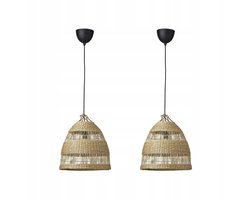 Handgemaakte hanglamp van zeegras, zwart - 2 stuks