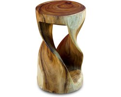 Handgemaakte Houten Bijzettafel Suar Massief Hout Gedraaide Poten Aziatisch Design