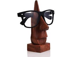 Handgemaakte houten brilhouder in neusvorm - Uniek woonaccessoire