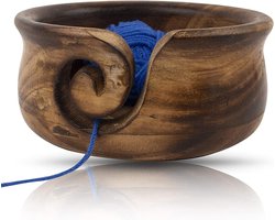 Handgemaakte houten garen- en haakschaalhouder voor skigaren - Decoratieve opbergorganizer voor haken en breien Yarn bowl