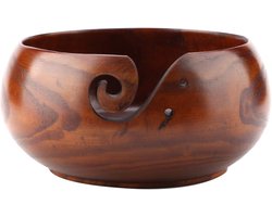 Handgemaakte houten garen opslag kom voor gehaakte wollen truien - Met gebeeldhouwde gaten Yarn bowl