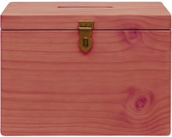 Handgemaakte Houten kist met deksel 30x20x20 - Opbergkisten - opbergbox - fooipot - Hout kleur - Rood