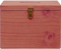 Handgemaakte Houten kist met deksel 40x20x20 - Opbergkisten - opbergbox - fooipot - Hout kleur - Rood