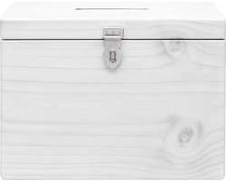 Handgemaakte Houten kist met deksel 40x20x20 - Opbergkisten - opbergbox - fooipot - Hout kleur - Wit