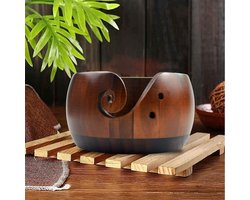 Handgemaakte Houten Kom voor Wol - Decoratieve Accessoires voor Haken en Breien, Rond en Stijlvol