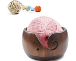 Handgemaakte Houten Kom voor Wol - Decoratieve Accessoires voor Haken en Breien, Rond en Uniek