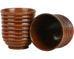 Handgemaakte Houten Mokken Set 2 Stuks – Natuurlijke Zure Jujube Hout – Voedselveilig – Thermisch Isolerend – Voor Koffie, Thee, Wijn – 100-200 ml – 2 Stuks – Houtkleur