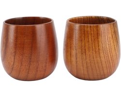 Handgemaakte Houten Theekopjes van Jujube hout - Japanse Stijl - Multifunctioneel - Thee Melk Koffie Drinkbekers - Set van 2