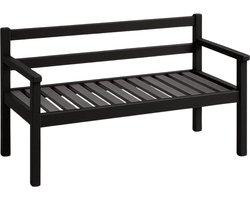 Handgemaakte Houten Tuinbank met Rugleuning - Lichtgewicht - Gemonteerd Geleverd - Zwart 120x60x70cm - Ideaal voor Twee Personen - Duurzaam en Weerbestendig - Bank voor Tuin / Terras / Balkon - 2 zits bank - Buitenbank